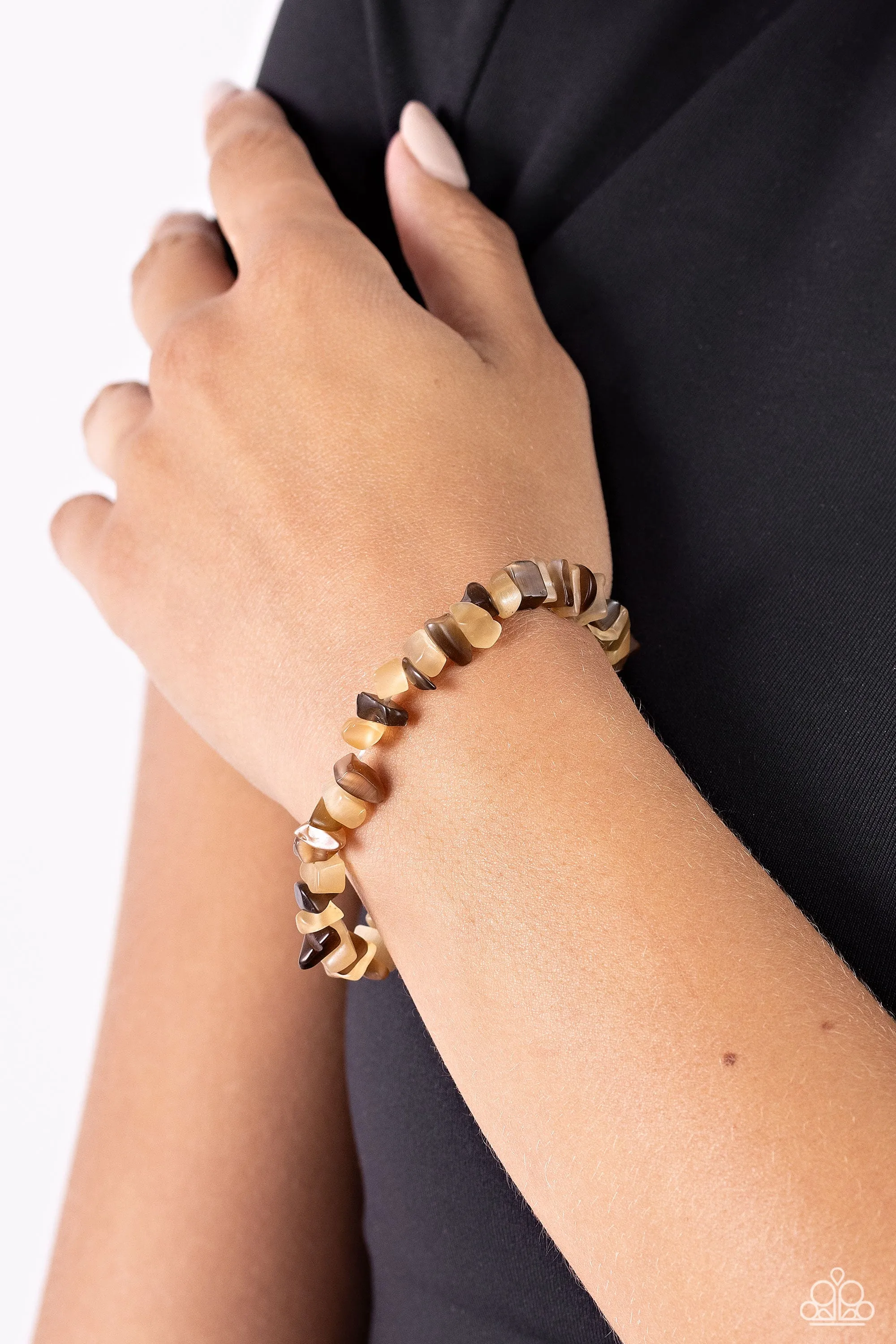 Paparazzi Stony Survivor Necklace Brown & Chiseled Cameo Bracelet Brown