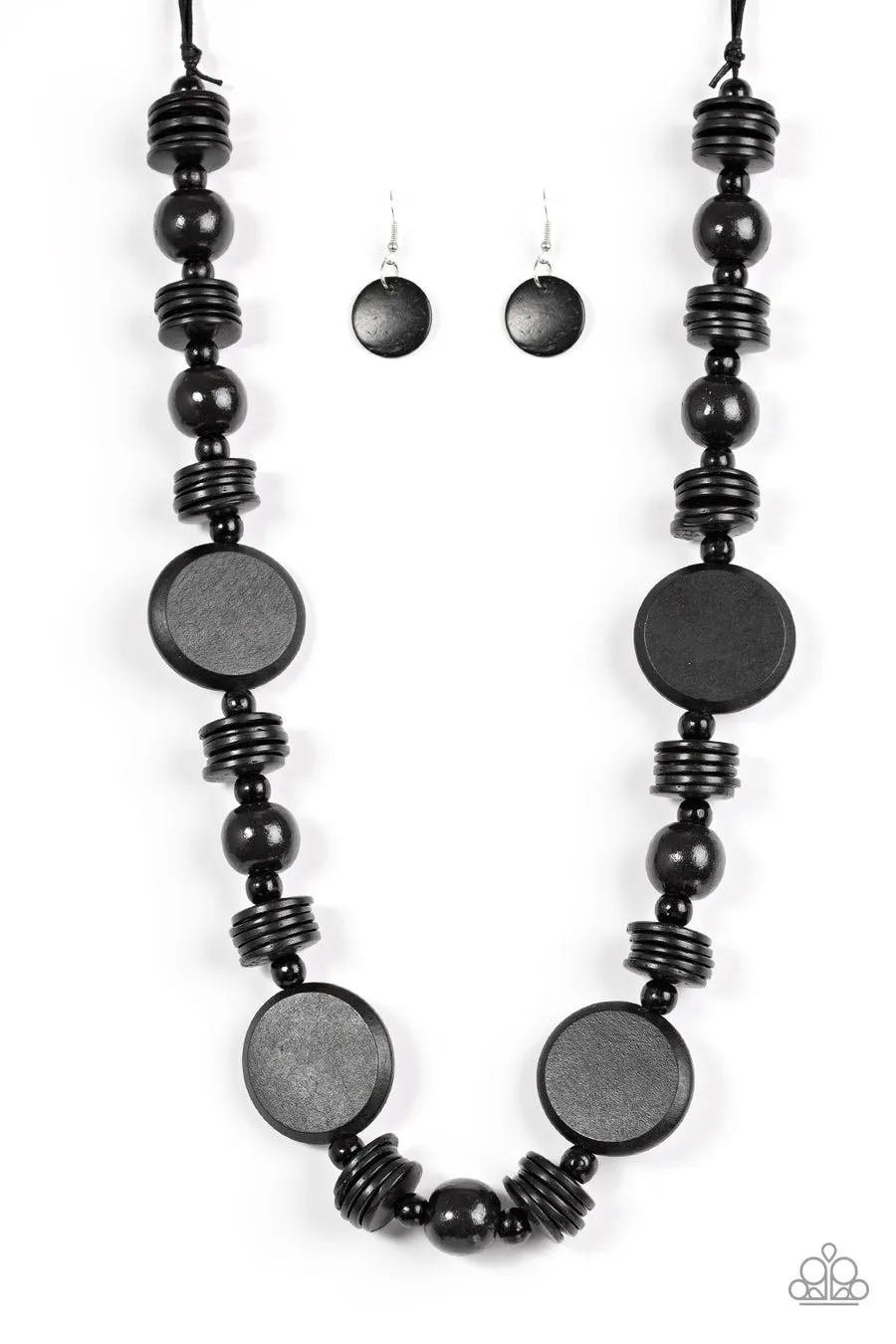 Paparazzi Tiki Tonga - Black Wooden Necklace