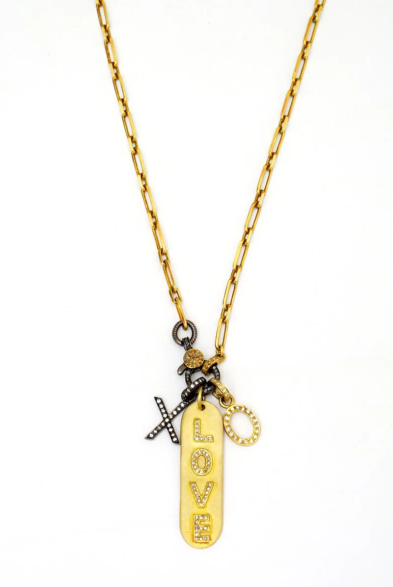 Paper Clip Chain "Hugs & Kisses" Necklace