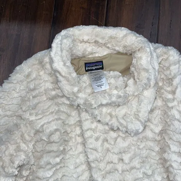 Patagonia Jacket Womens SM Pelage Faux Fur Coat Plush Ivory Teddy Warm 28230