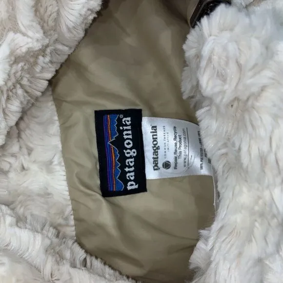 Patagonia Jacket Womens SM Pelage Faux Fur Coat Plush Ivory Teddy Warm 28230