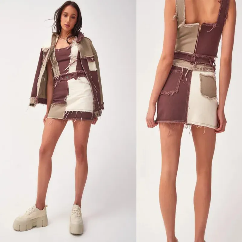Patch It Up Frayed Denim Mini Skirt