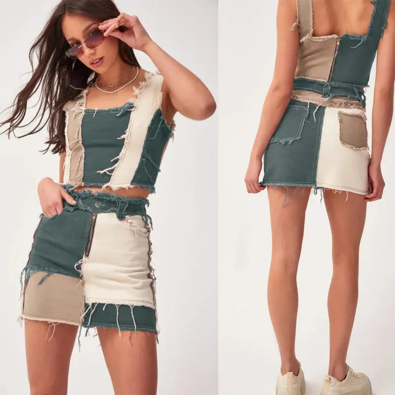 Patch It Up Frayed Denim Mini Skirt