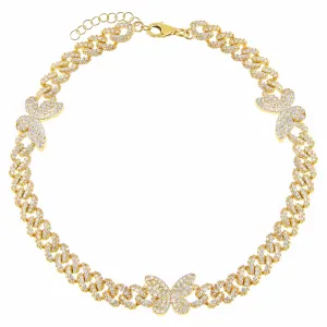 Pavé Butterfly Chain Link Anklet