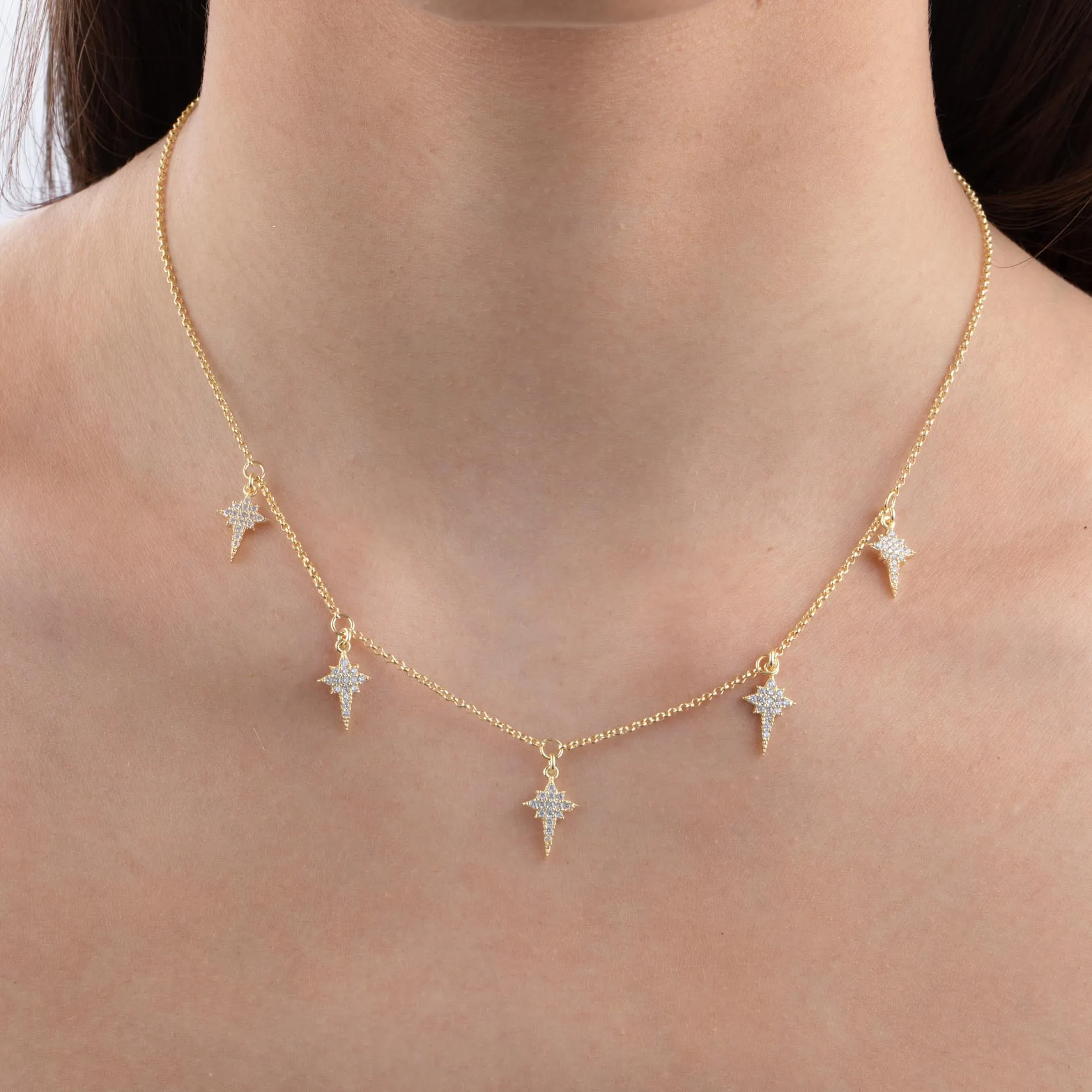 Pavé Dangling Starburst Necklace