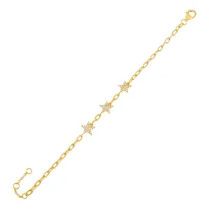 Pavé Triple Star Chain Bracelet