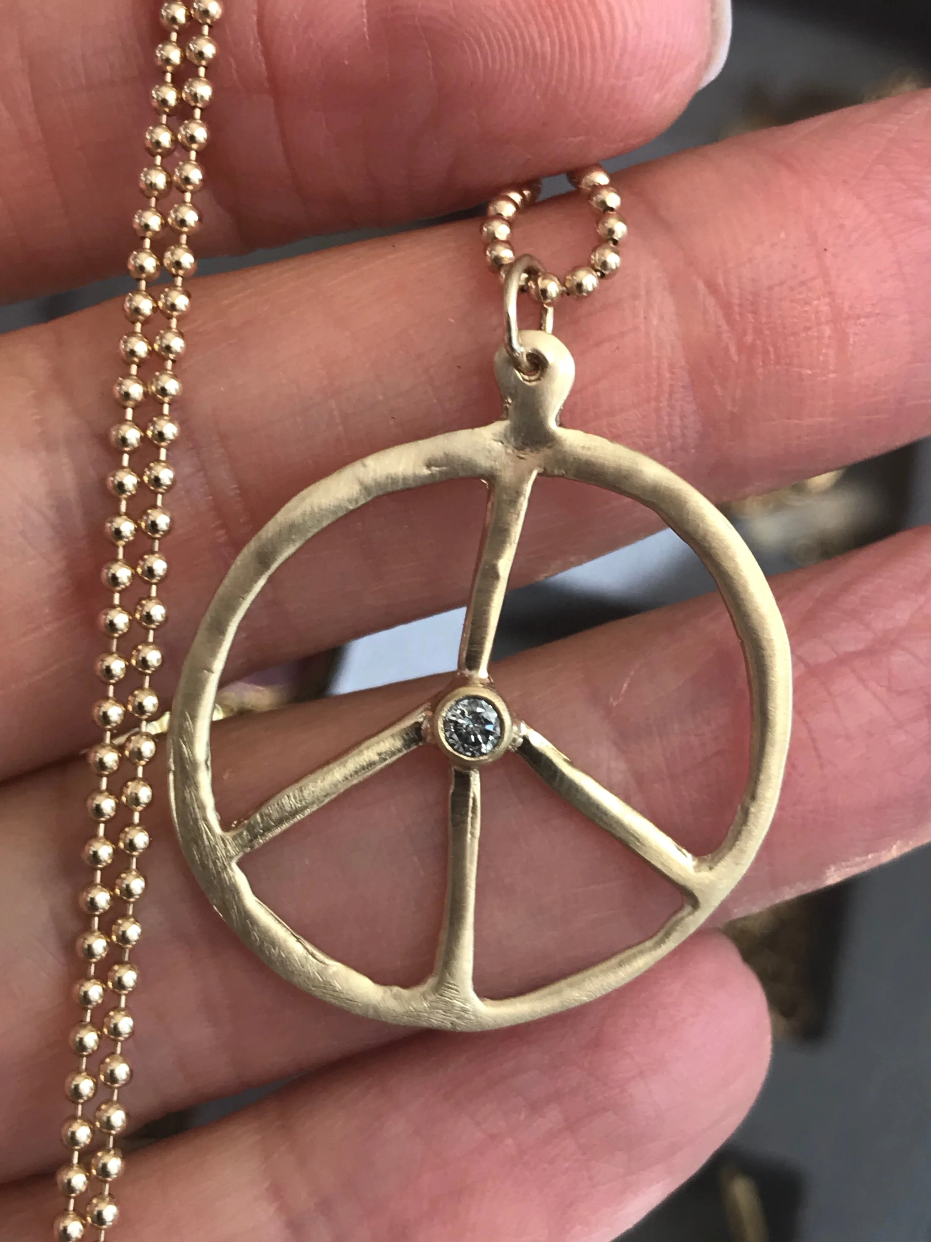 Peace Bezel Diamond Pendant