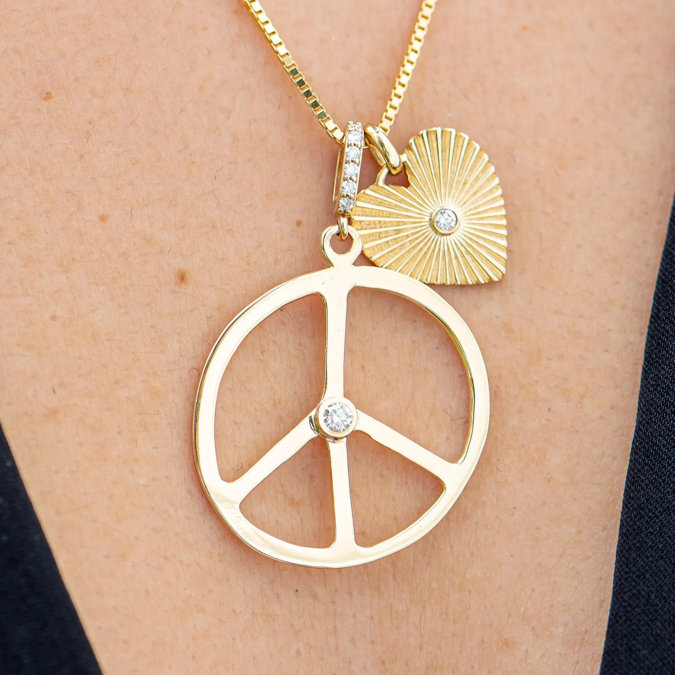 Peace Bezel Diamond Pendant