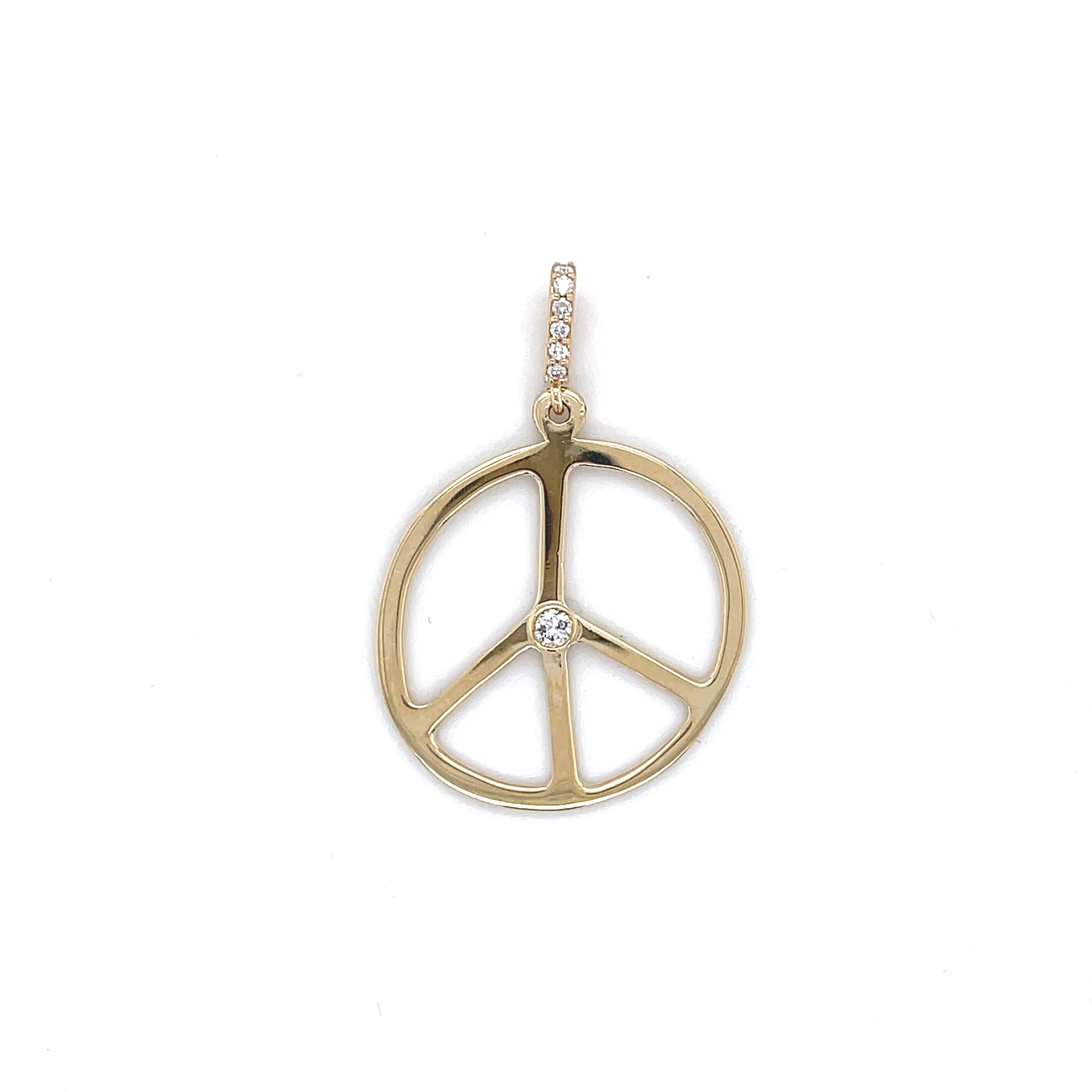 Peace Bezel Diamond Pendant