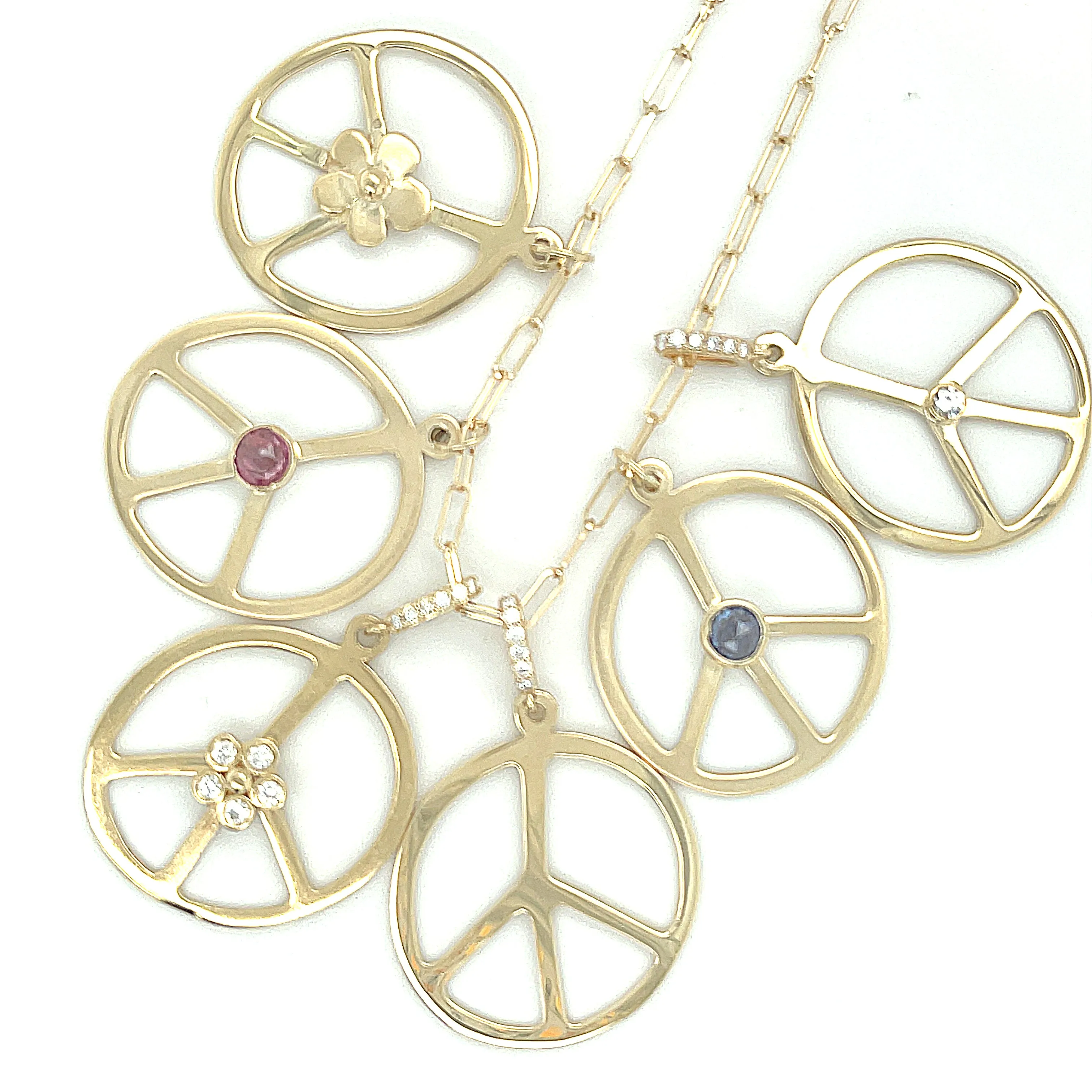 Peace Bezel Diamond Pendant