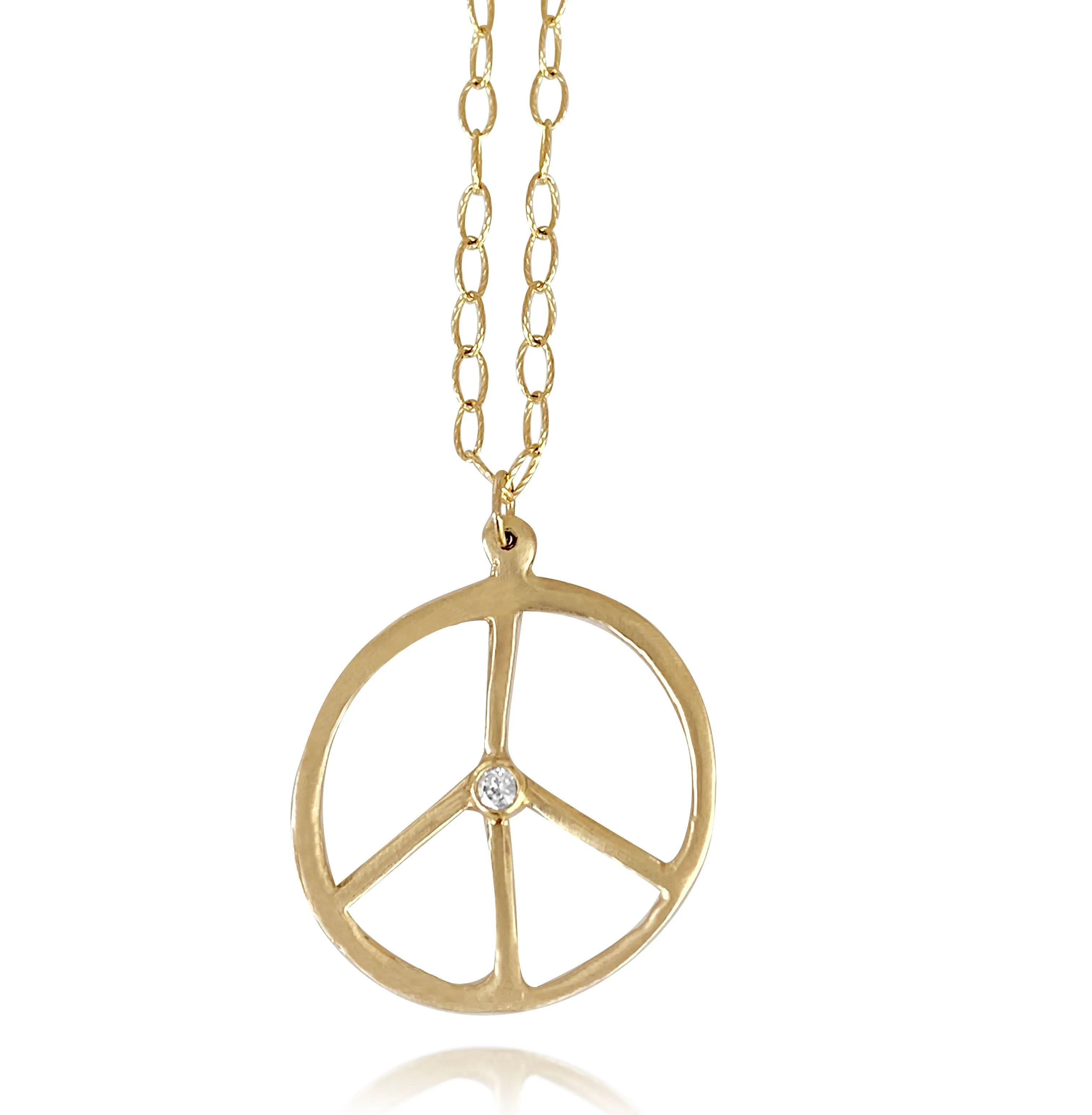 Peace Bezel Diamond Pendant