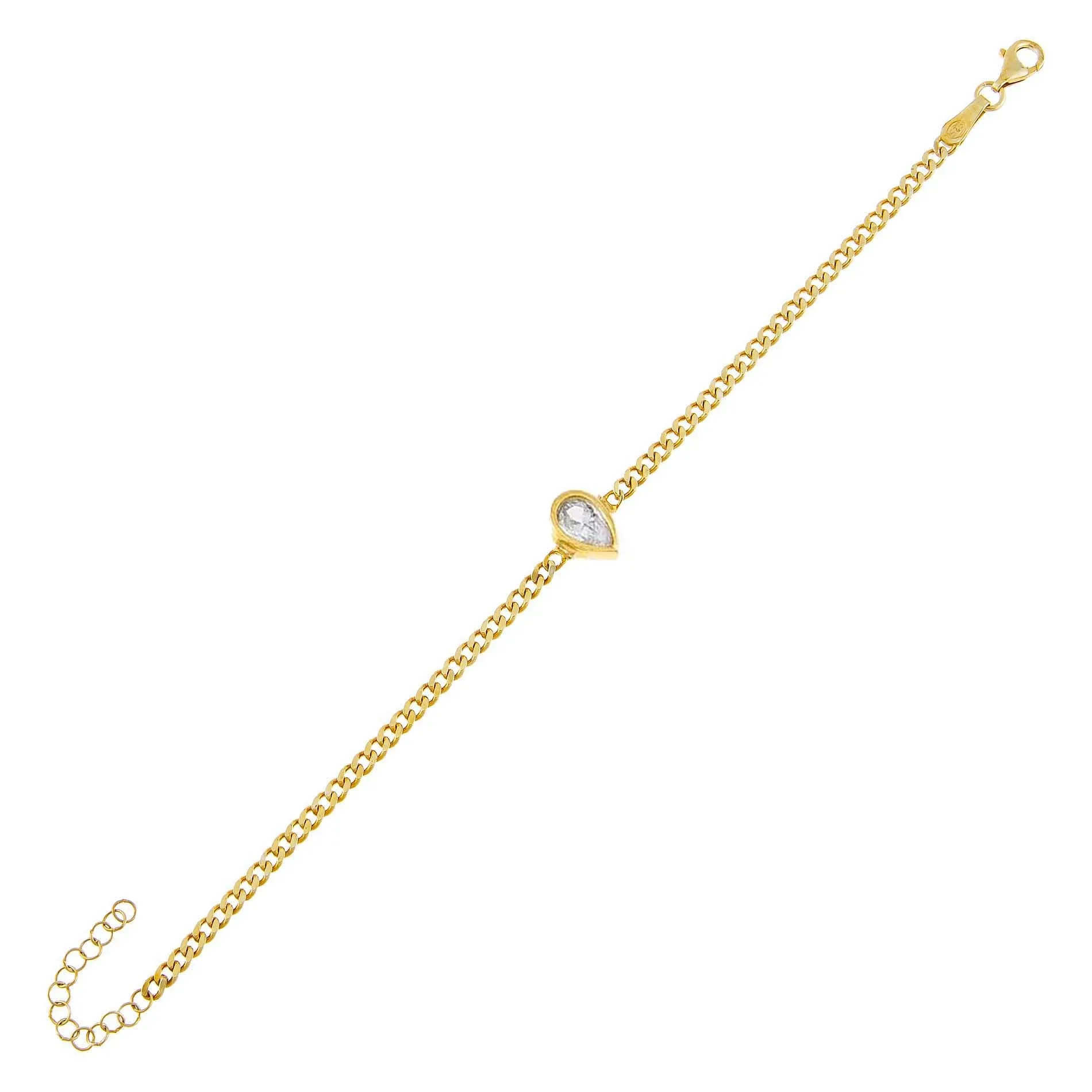 Pear Bezel Cuban Bracelet