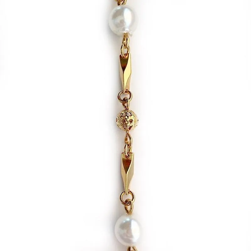 Pearl Station Bead Link in Gold Chain by the Inch (#835)