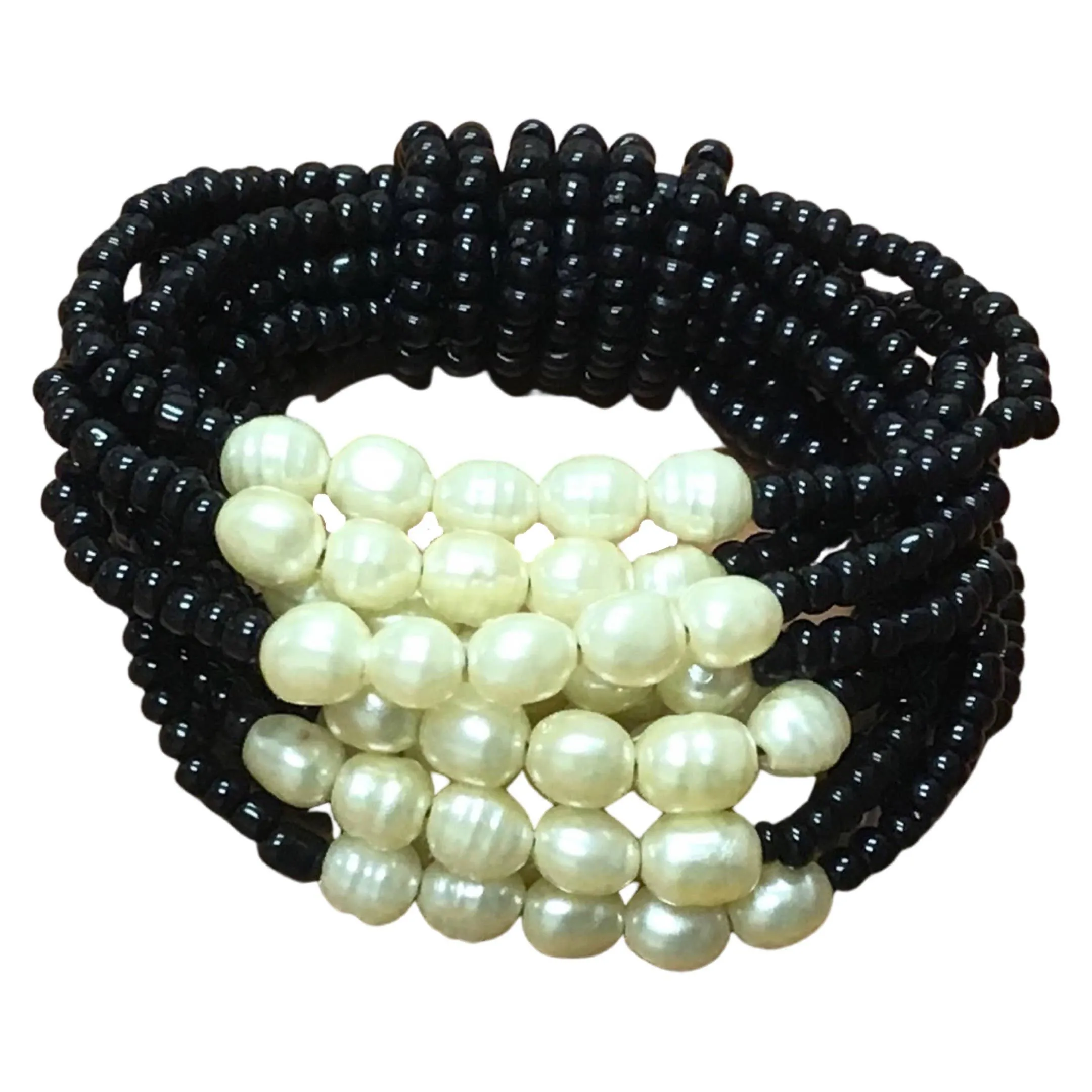 Pearl Stretch Bead Bracelet-Black