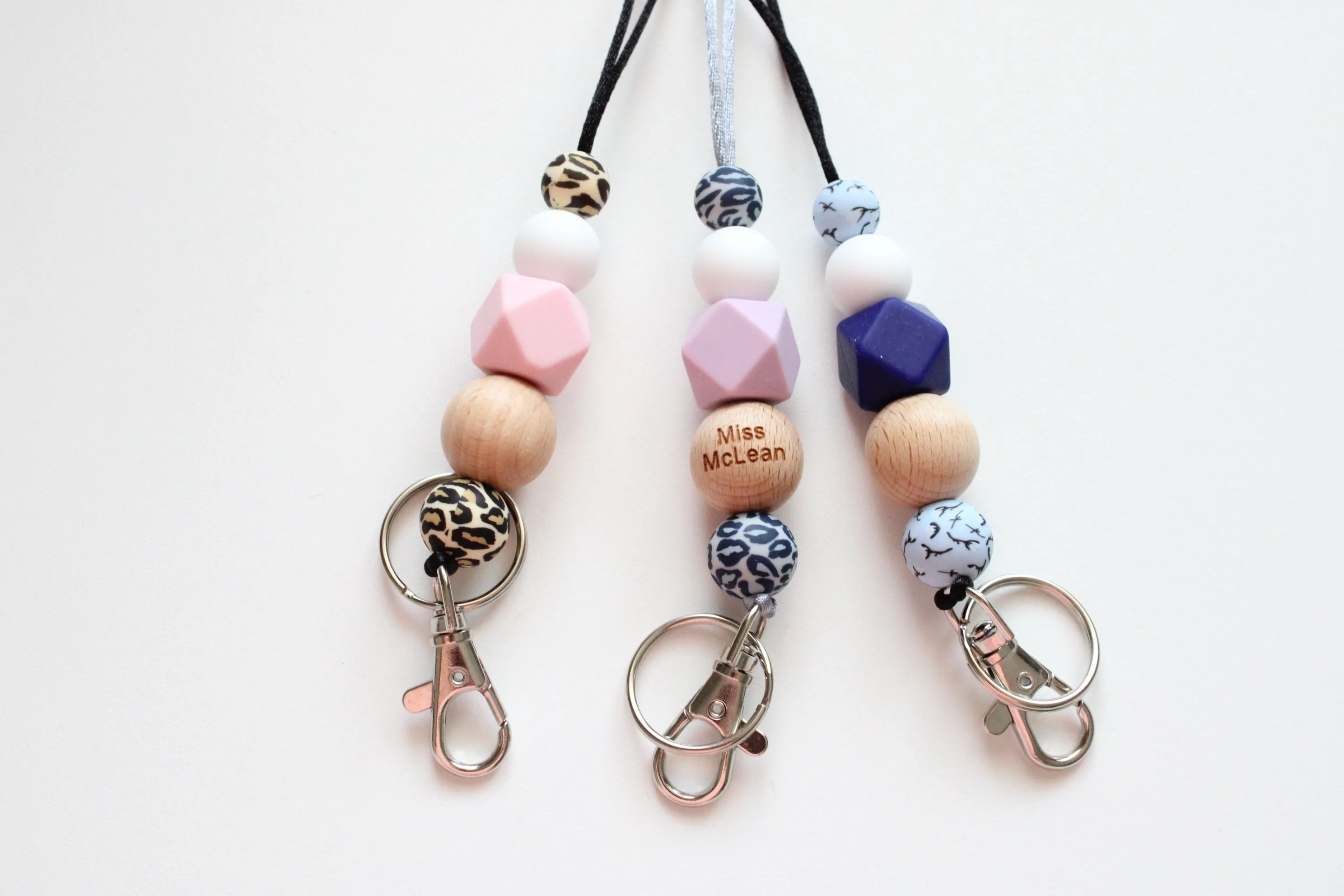 Personalised Engraved Lanyard, Beaded Lanyard