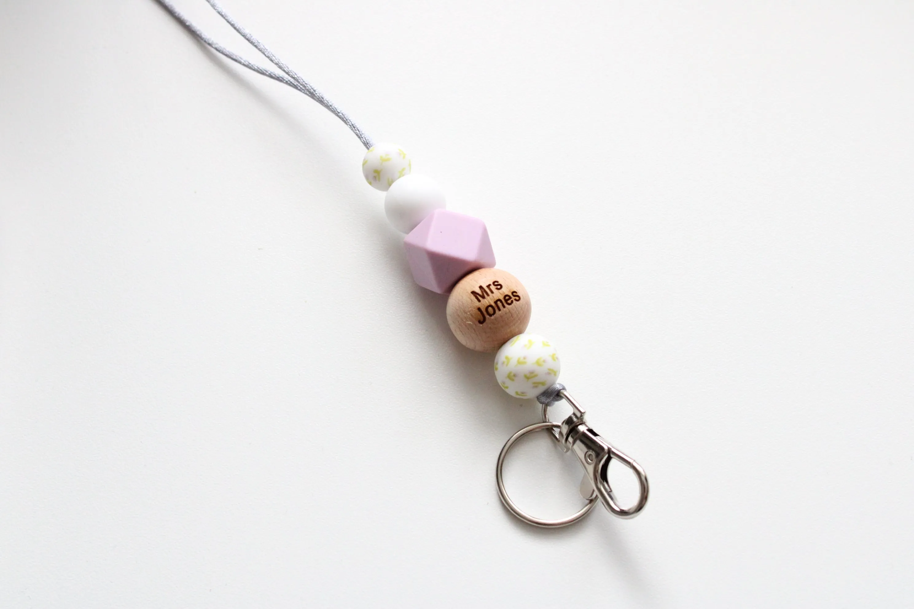 Personalised Engraved Lanyard, Beaded Lanyard