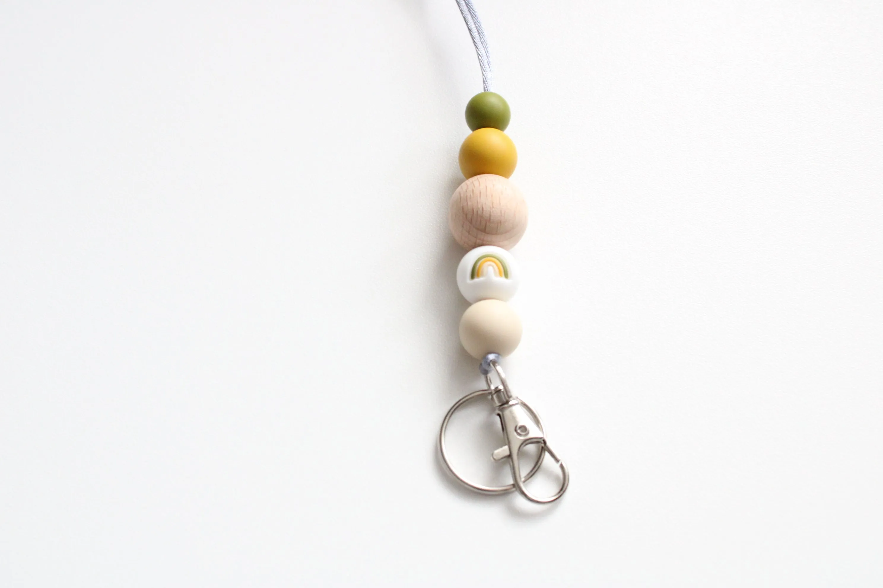 Personalised Rainbow Engraved Lanyard, Beaded Lanyard