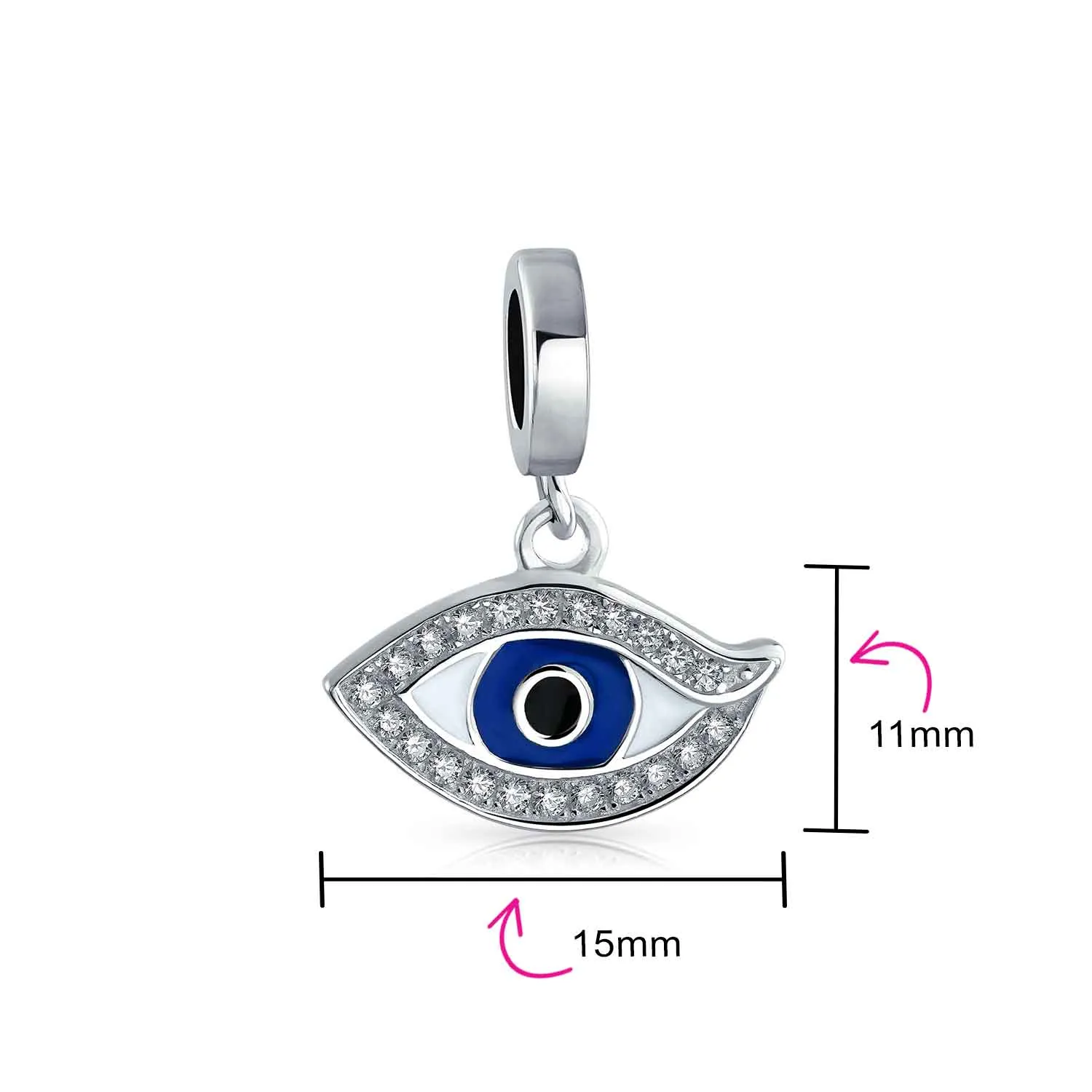 Personalized Blue Evil Eye Dangle Charm Bead Crystal Amulet for Bracelet