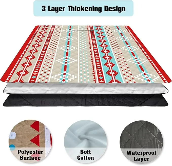 Picnic Blankets, 3-Layer Thicking Outdoor Camping Blanket, Extra Large 80"x 80" Outdoor Beach Blanket, Waterproof Lightweight Folding Portable Travel Blanket(Bohemian)