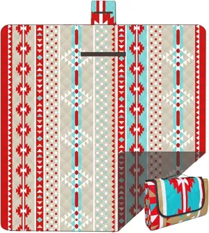 Picnic Blankets, 3-Layer Thicking Outdoor Camping Blanket, Extra Large 80"x 80" Outdoor Beach Blanket, Waterproof Lightweight Folding Portable Travel Blanket(Bohemian)