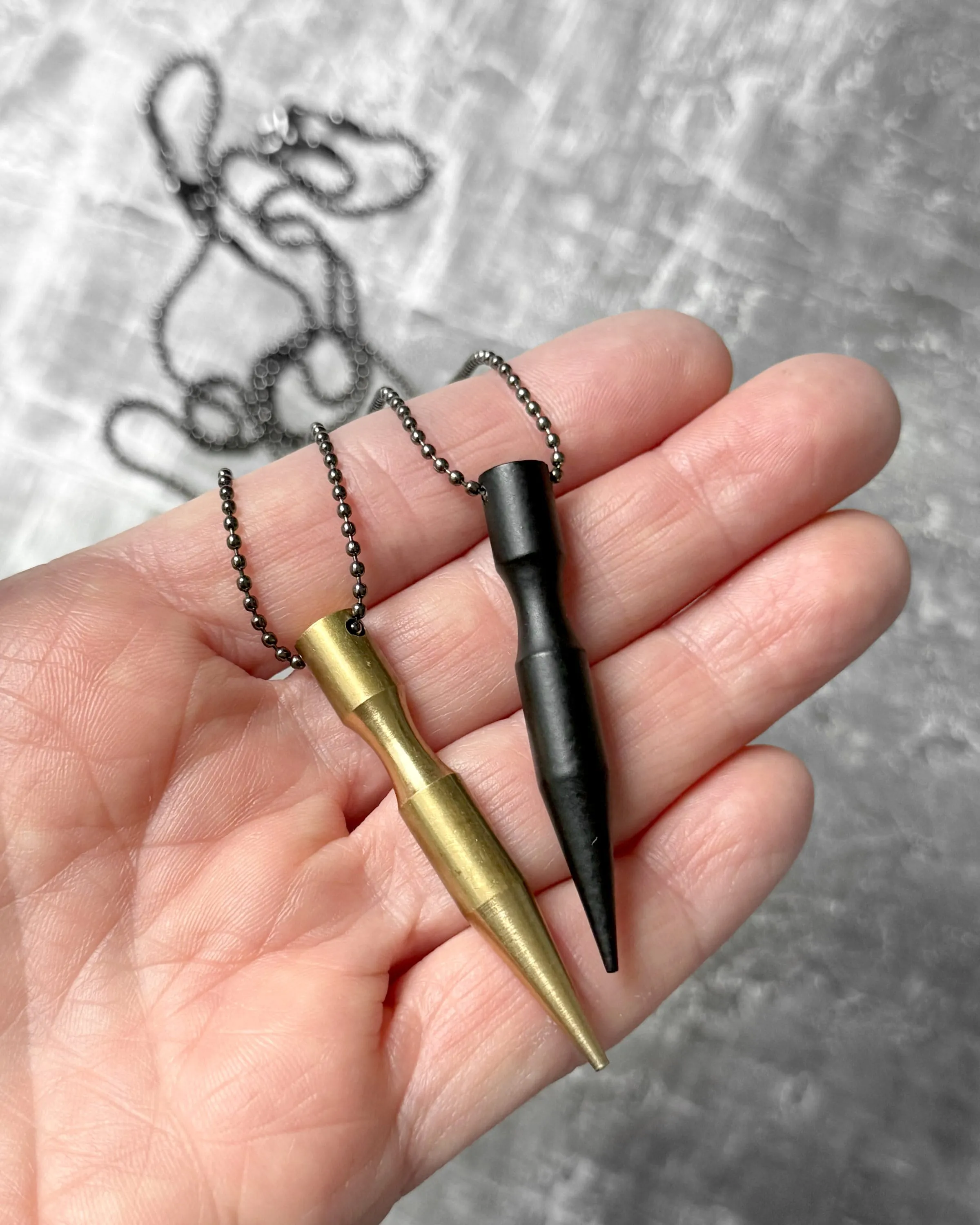 PIERCE - Bullet Spike Pendant Necklace on Black Ball Chain