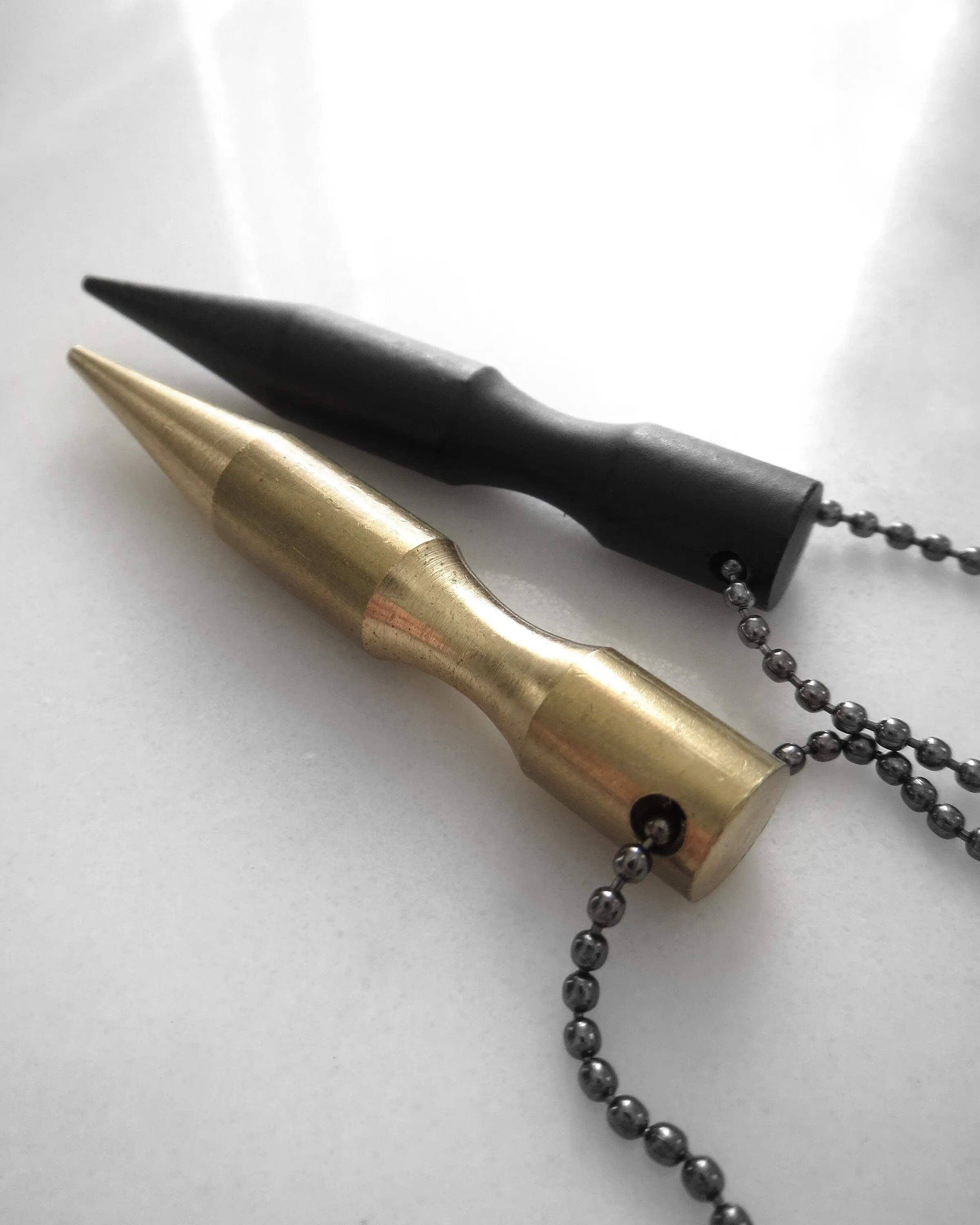 PIERCE - Bullet Spike Pendant Necklace on Black Ball Chain