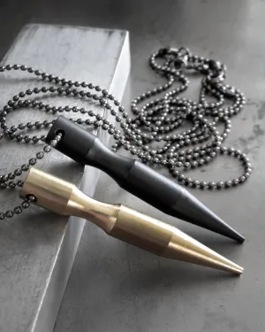 PIERCE - Bullet Spike Pendant Necklace on Black Ball Chain
