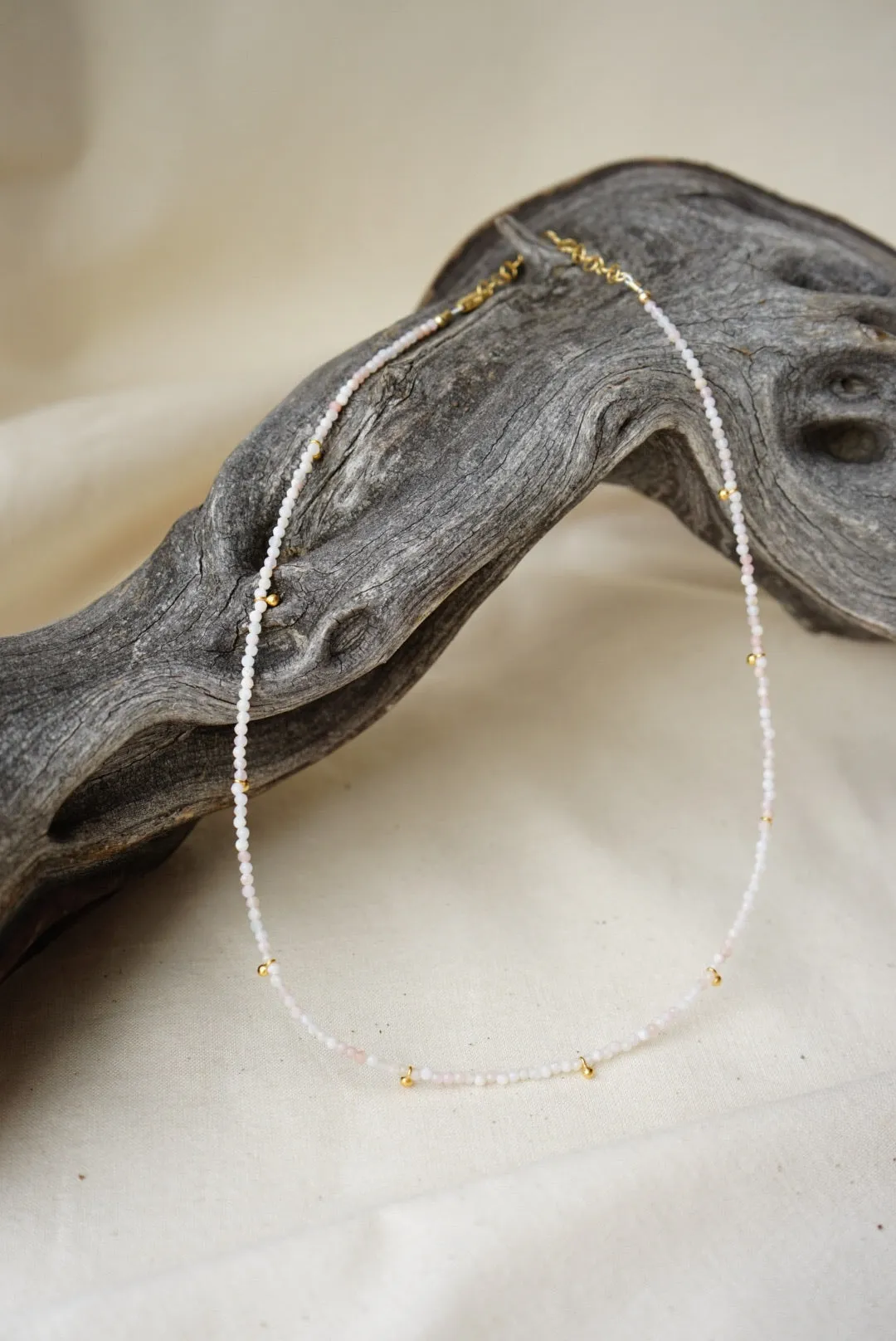 Pink Opal & Gold Drops Necklace