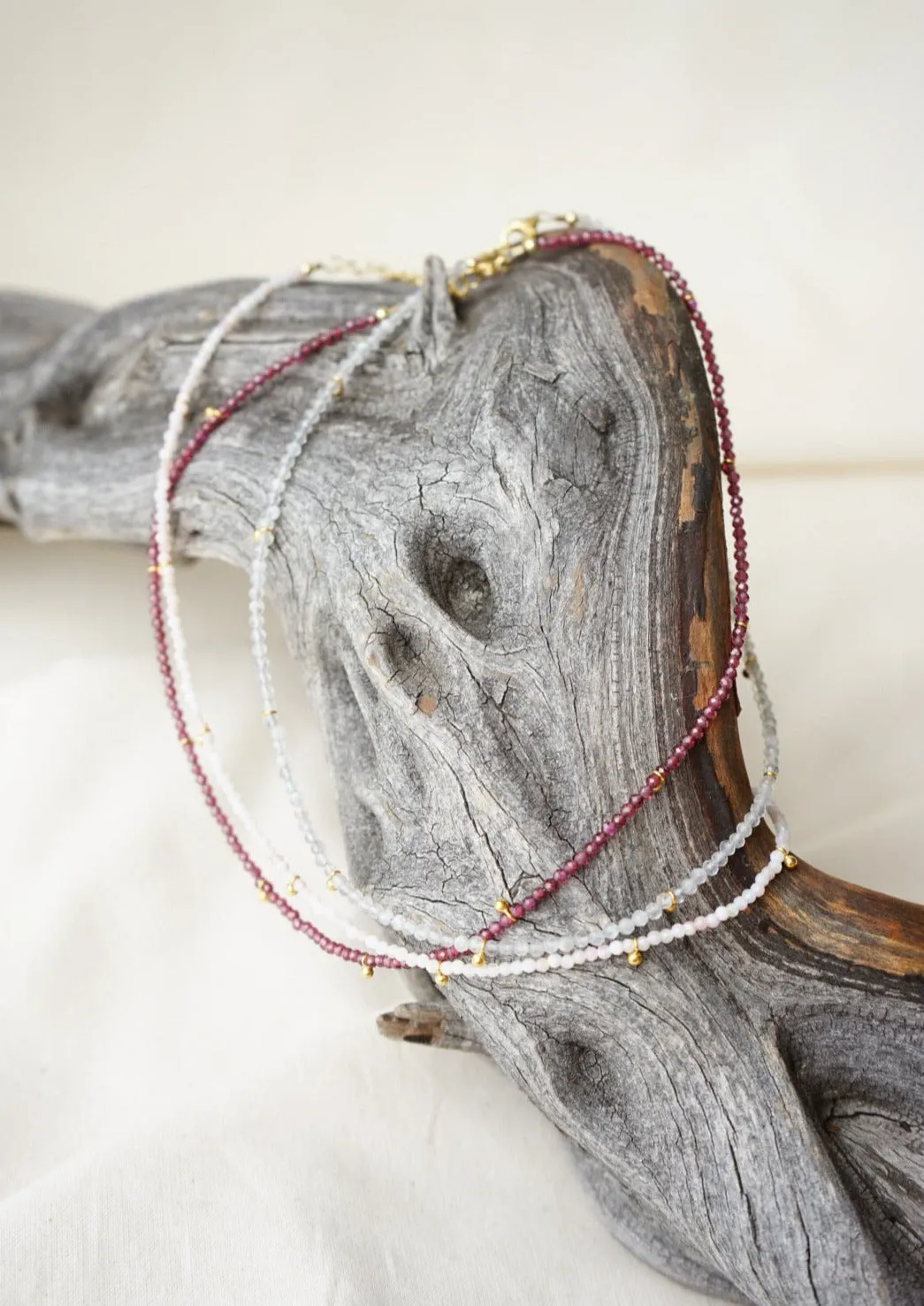 Pink Opal & Gold Drops Necklace