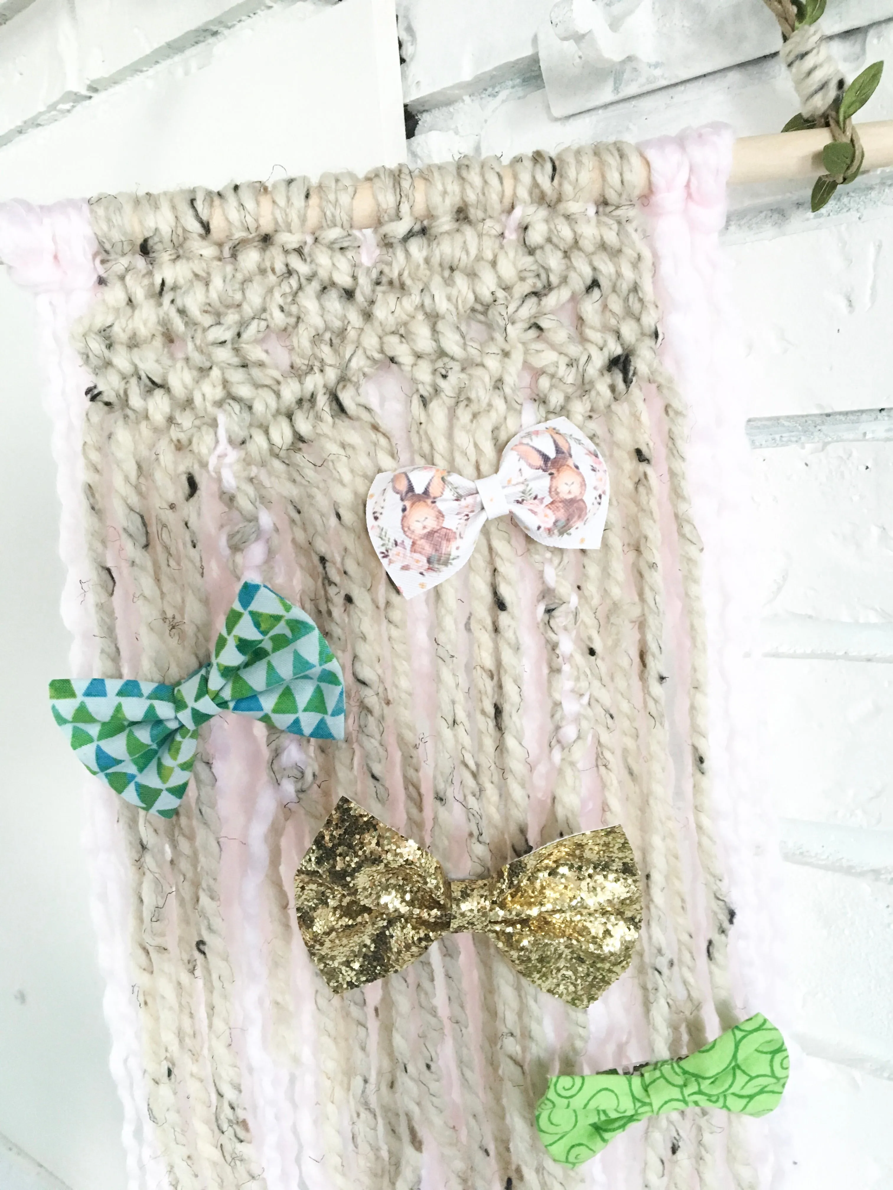 Pink Rustic Bow Holder