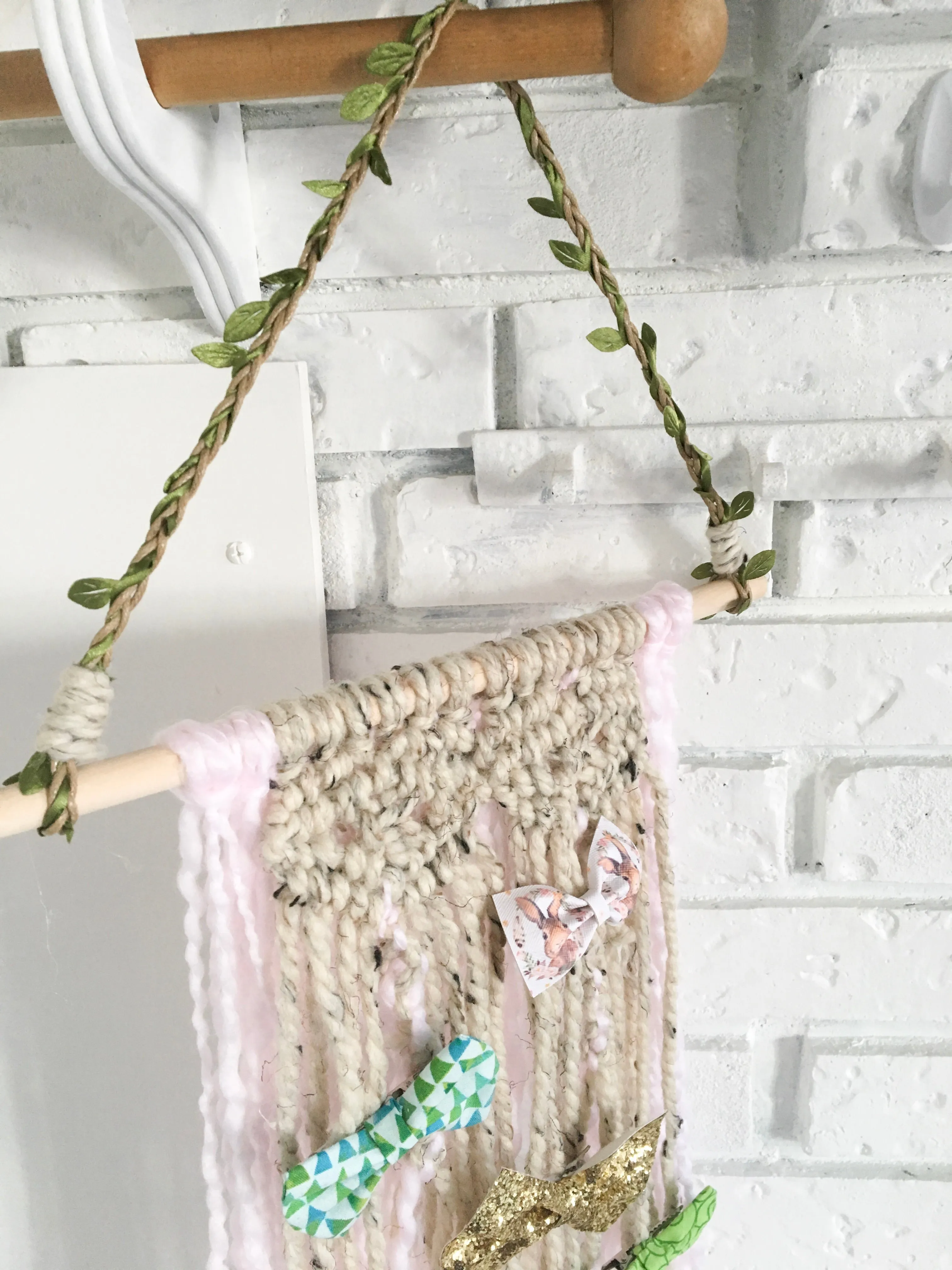 Pink Rustic Bow Holder