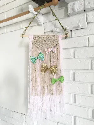 Pink Rustic Bow Holder