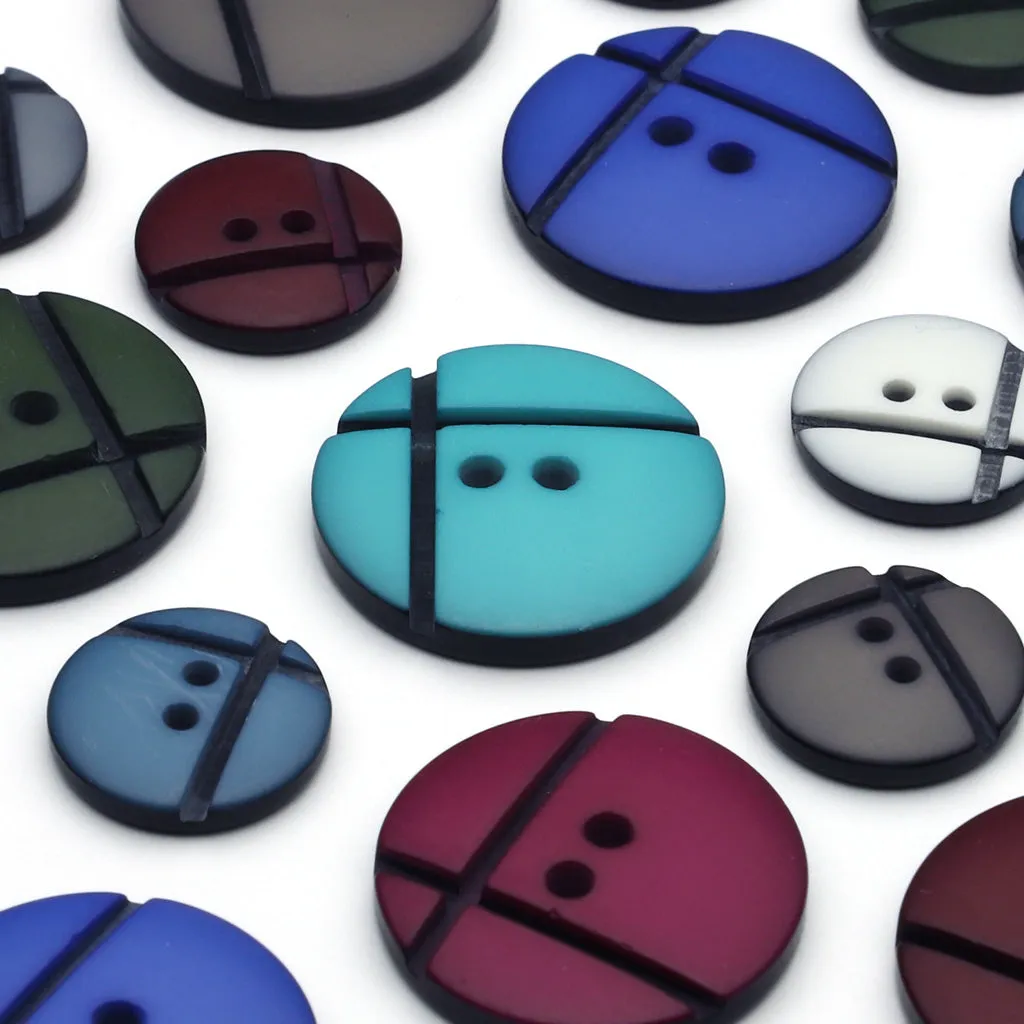 Plastic Button Blue & Black