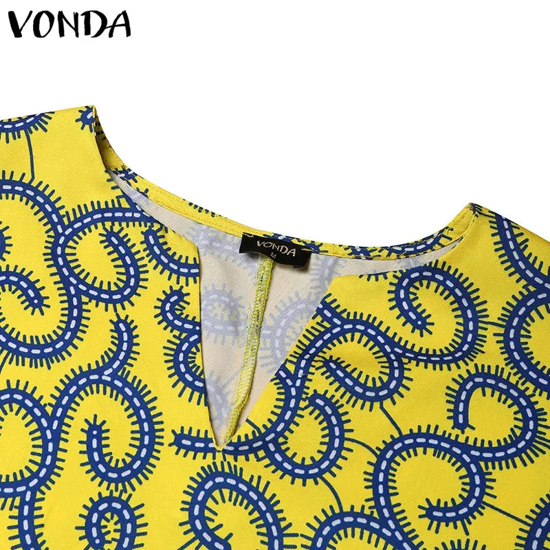 Plus Size Half Sleeve Printed Bohemian Loose Blouse