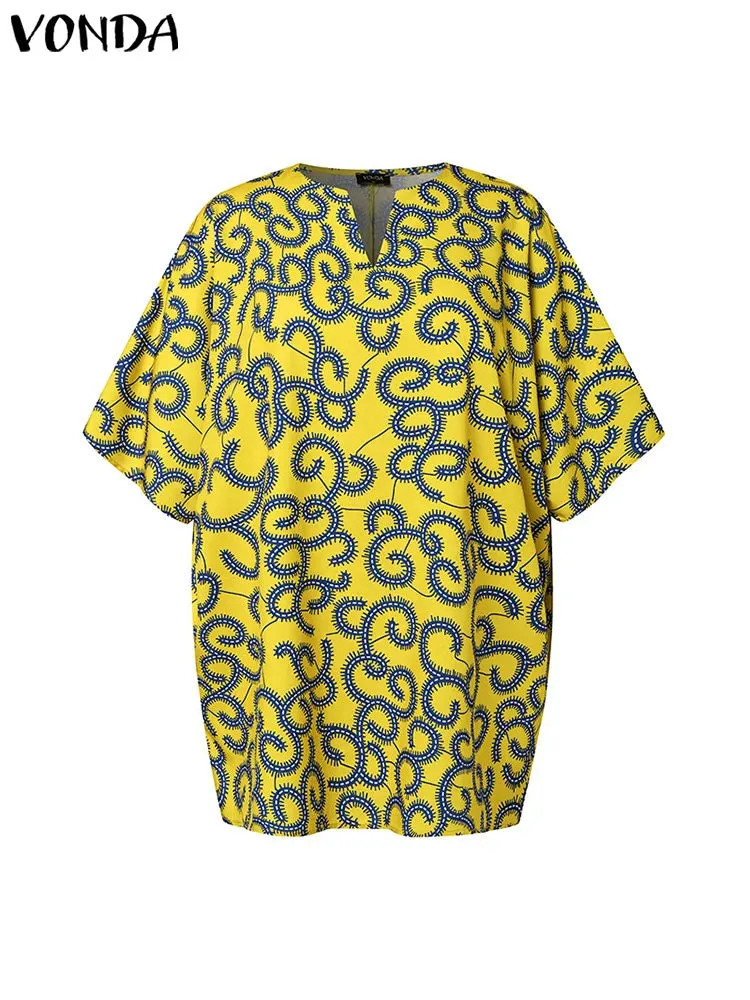 Plus Size Half Sleeve Printed Bohemian Loose Blouse