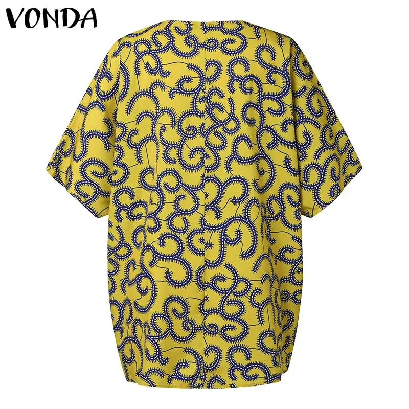 Plus Size Half Sleeve Printed Bohemian Loose Blouse