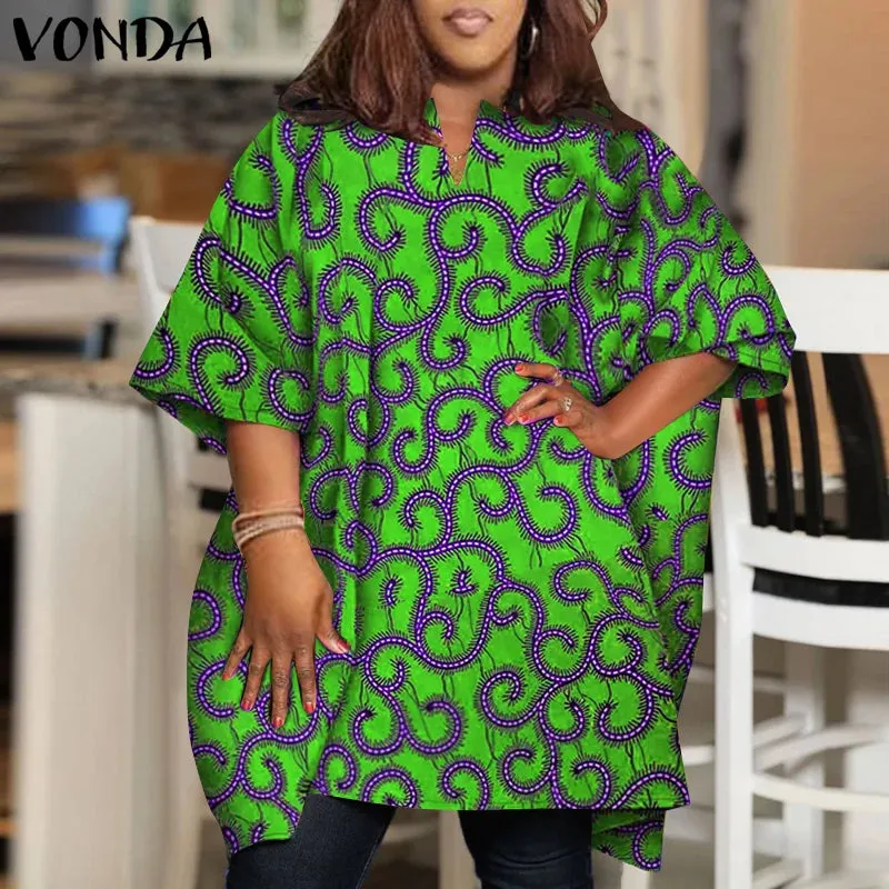Plus Size Half Sleeve Printed Bohemian Loose Blouse