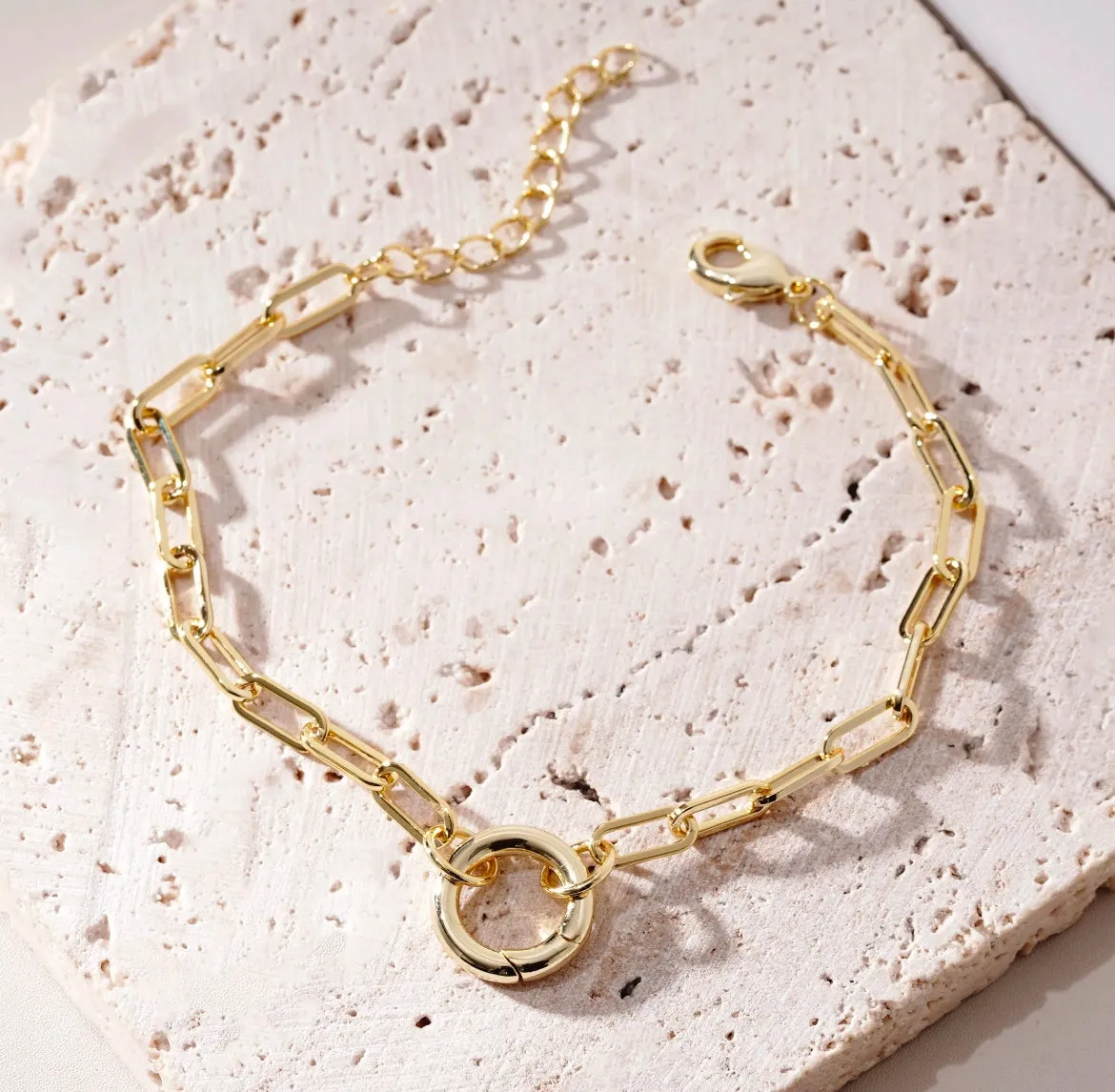 Protection Charms Bracelet With Genuine Azabache - Gold