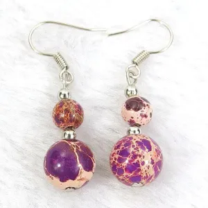 Purple Sea Sediment Jasper Natural Gemstone Earrings