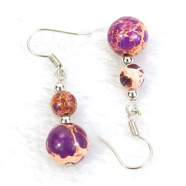 Purple Sea Sediment Jasper Natural Gemstone Earrings