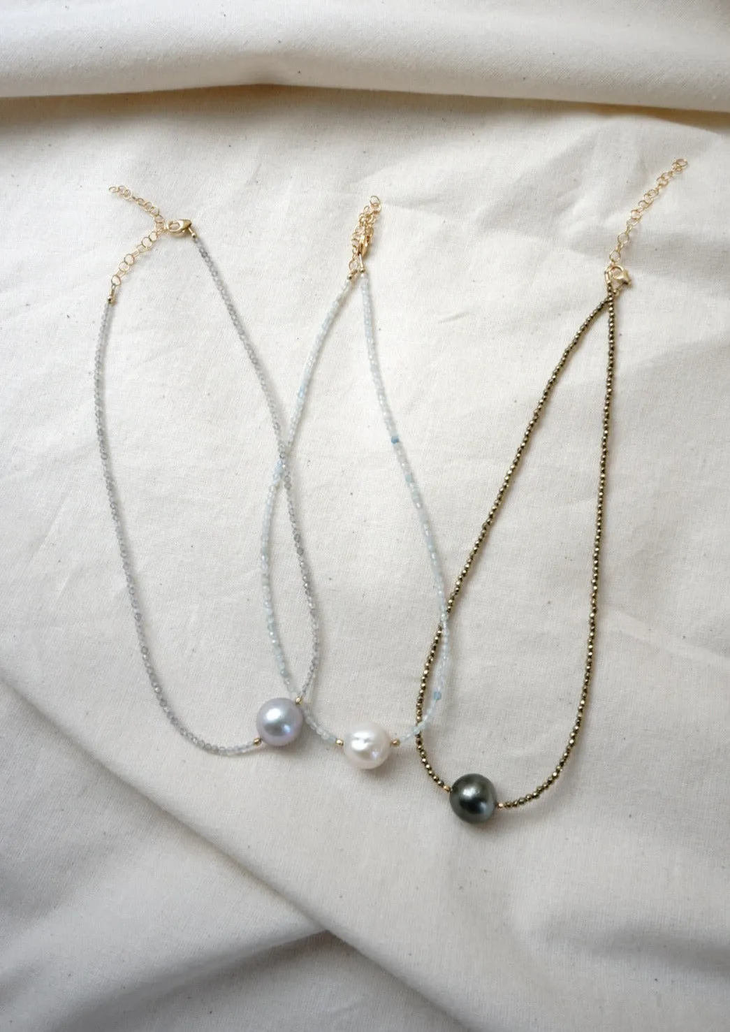 Pyrite & Tahitian Pearl Necklace