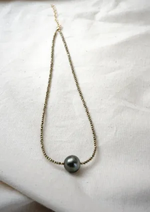 Pyrite & Tahitian Pearl Necklace