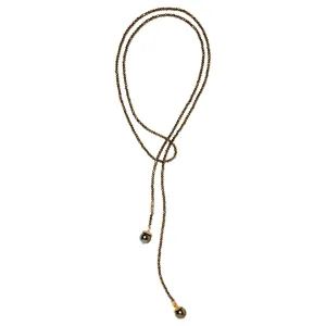 Pyrite and Peacock Tahitian Pearl Classic Gemstone Lariat