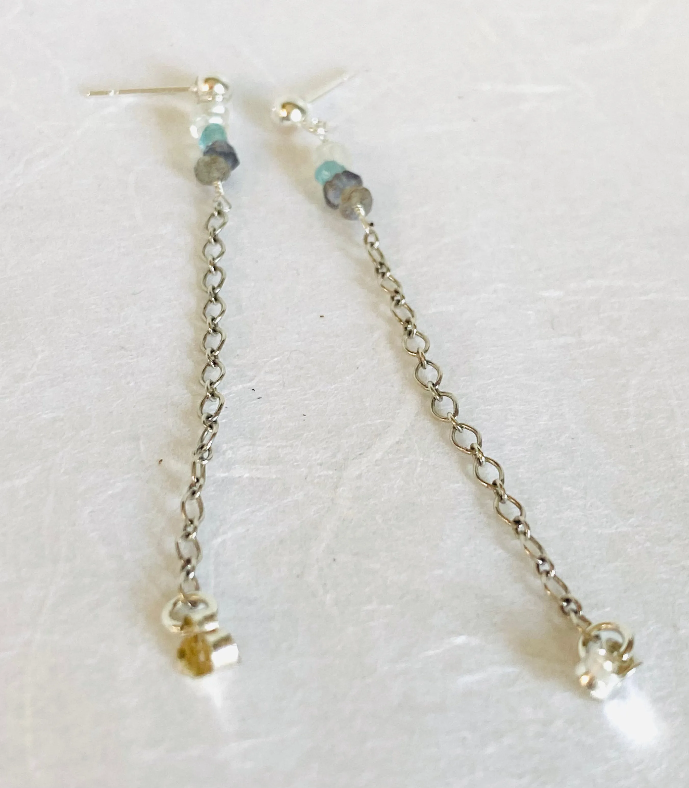 Quartz Chain Loop Earrings-Gemstone