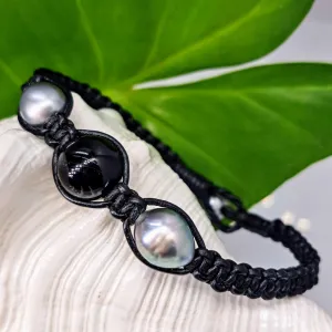 "Bora Bora - Black & Mora!" Bracelets - Tahitian Pearls, Leather