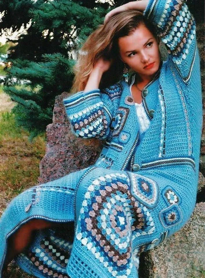 "Embrace Comfort" Boho Cardigan with Granny Square Patterns