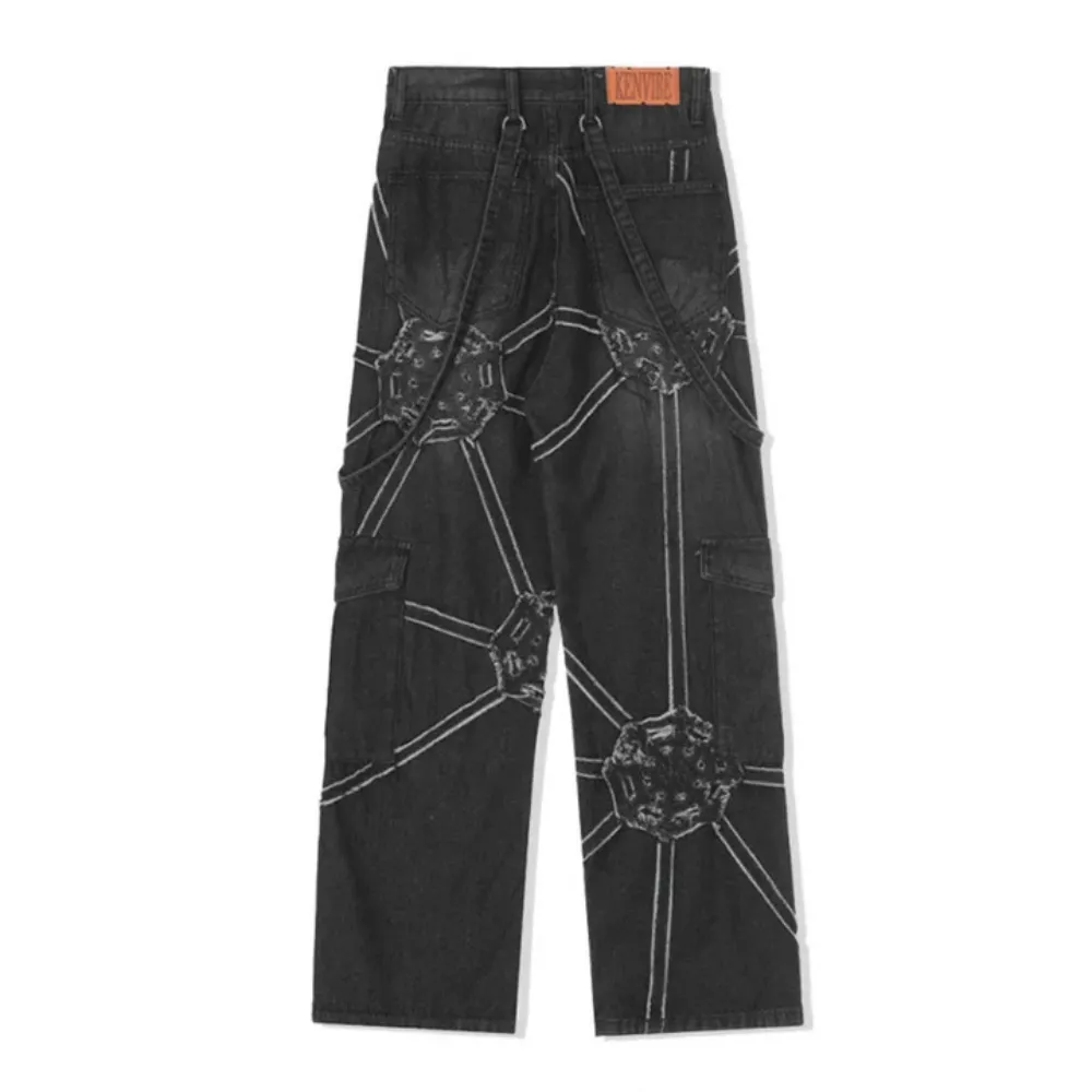"Vintage High Street Spider Web Patchwork" Jeans