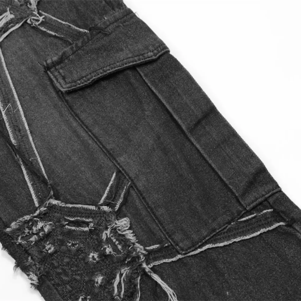 "Vintage High Street Spider Web Patchwork" Jeans