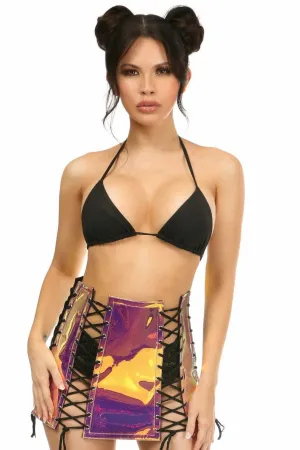 Rainbow Gold Holo Lace-Up Skirt