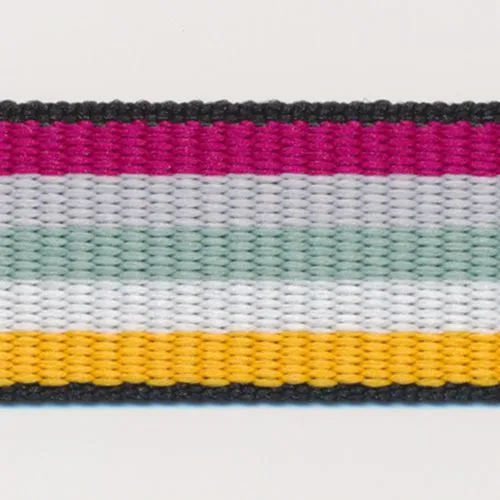 Rainbow Stripe Grosgrain Ribbon #10 Magenta & Gray & Light Green & White & Yellow
